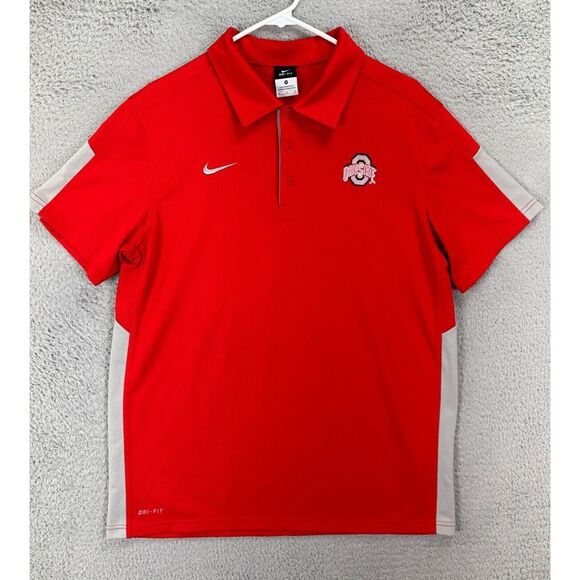 Ohio State Buckeyes Polo Shirt Adult Medium Red Dri-Fit Golf Rugby Mens Nike